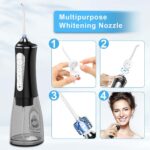 Cordless Water Dental Flosser - 5 Cleaning Modes, IPX7 Waterproof, Portable Oral Irrigator for Home & Travel (Black) - Image 6
