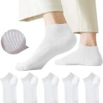 Men's Breathable Cotton Ankle Socks - 6 Pairs, Lightweight & Comfortable for All Seasons (White)