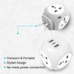 7-in-1 Multi Plug Extension Adapter - 4 Way Cordless Wall Extender with PD Fast Charging, Universal AC Outlets for Home/Office/Travel 100-250V - Image 4