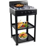 4-Burner Outdoor Gas Stove with Detachable Legs - Portable Cooking Stove for Camping, Patio, RV & Backyard BBQs