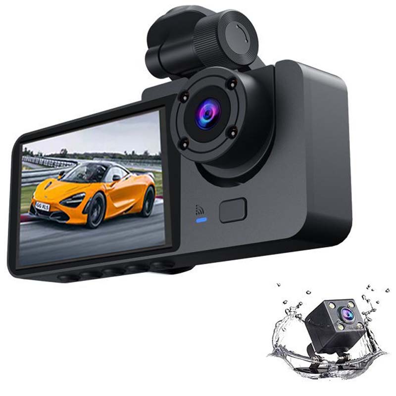 6b1ad0f867139cba5f408c81d38fb6741753259206.jpg 4-Inch Triple-Lens WiFi Dash Cam - Front/Rear/Inside Recording, Mobile App Control, Night Vision & Parking Monitor - Image 1