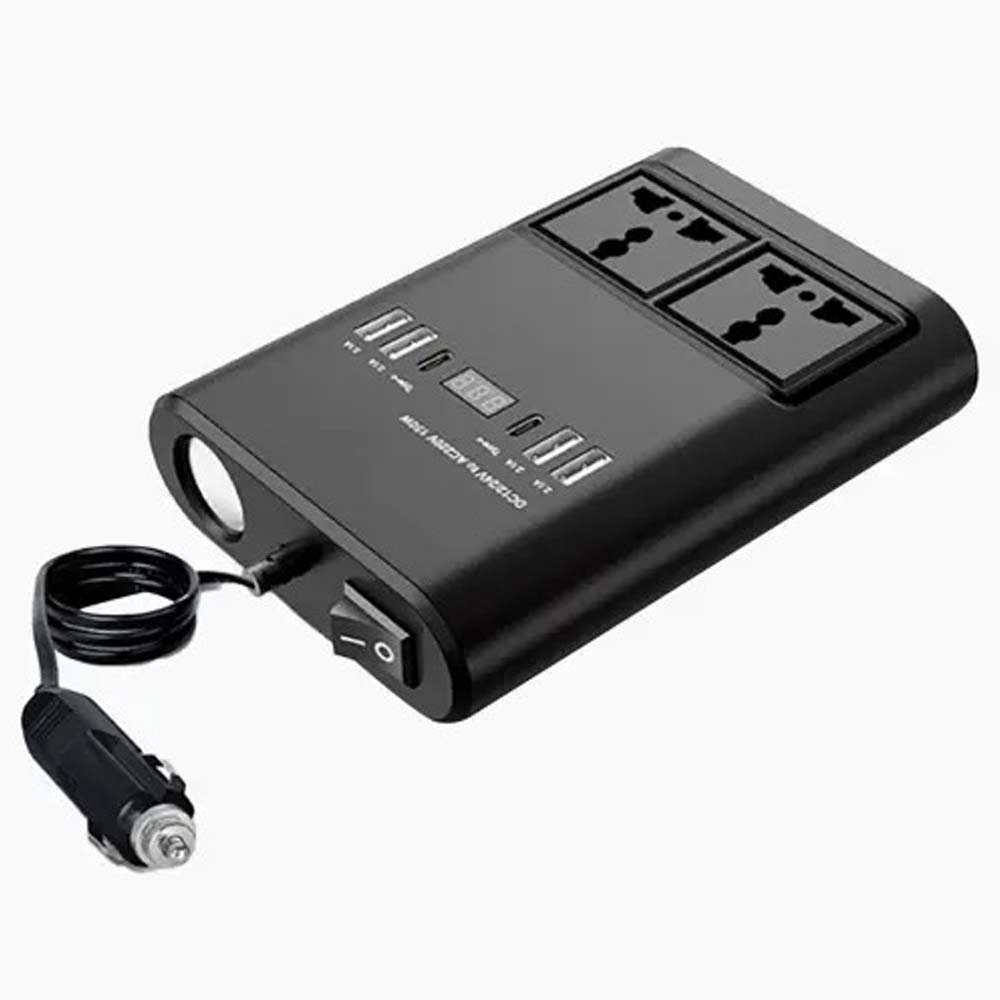 799bad5a3b514f096e69bbc4a7896cd91753272074.jpg 150W Universal Car Inverter - Multi-Port Travel Adapter with USB & AC Outlet for Global Use - Image 1