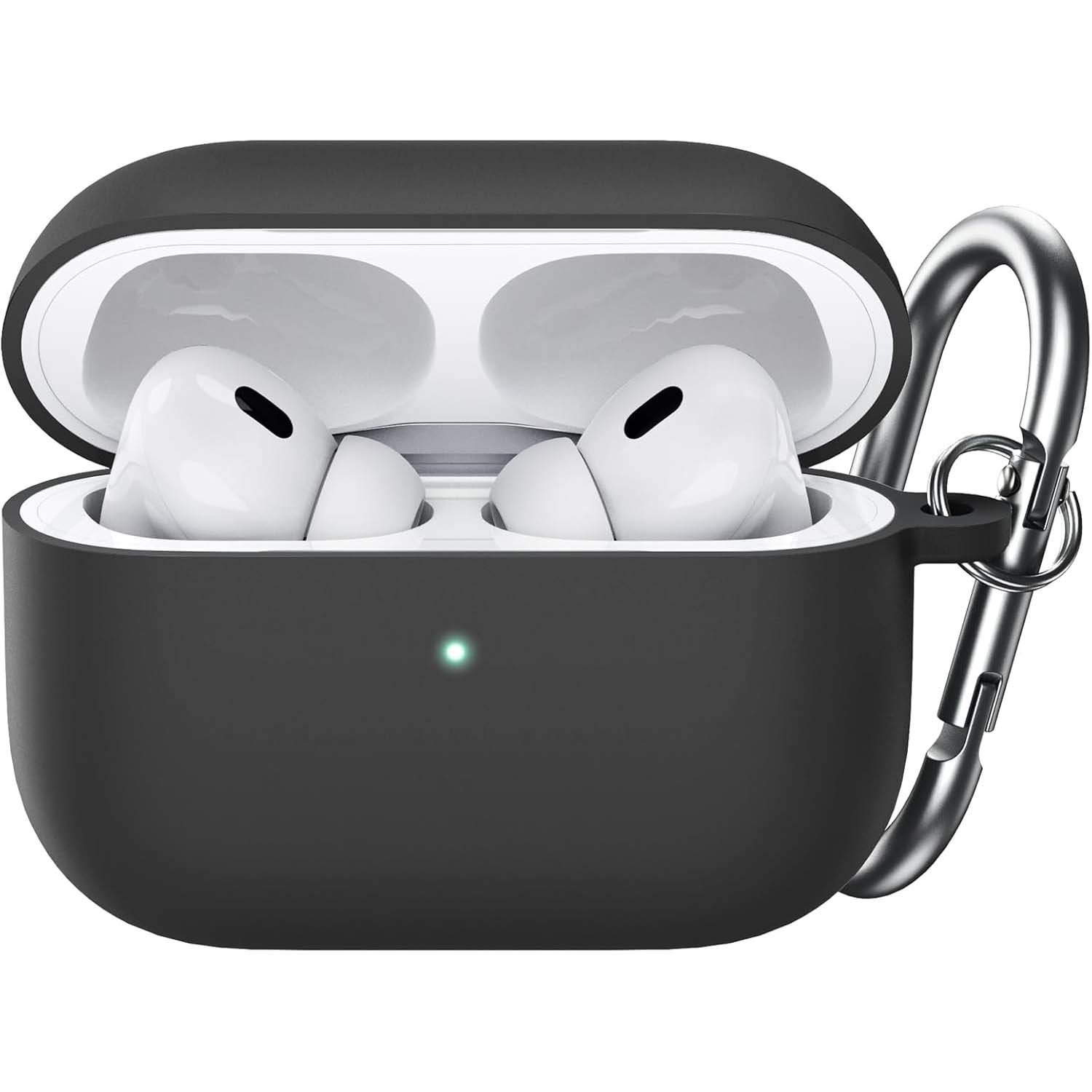 f3ccdd27d2000e3f9255a7e3e2c488001760449504.jpg Silicone Case for AirPods Pro 2nd/1st Gen. Shockproof cover with keychain, hard PC interior & visible LED. 2023-2019 models. - Image 1